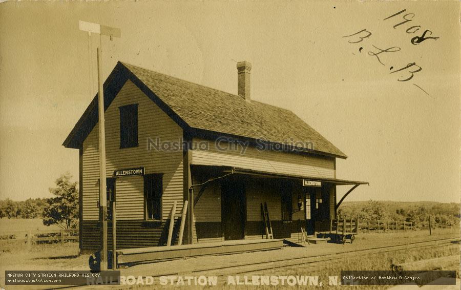 Postcard: Railroad  Station, Allenstown, New Hampshire